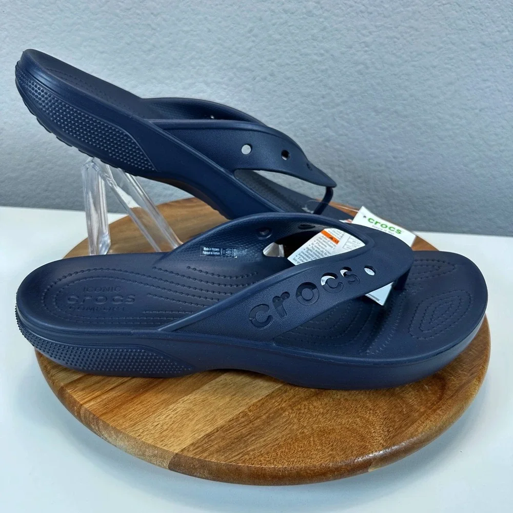 Crocs Baya II Flip Navy Blue Mens Sandals 208192-410 Lightweight Pool Vacation